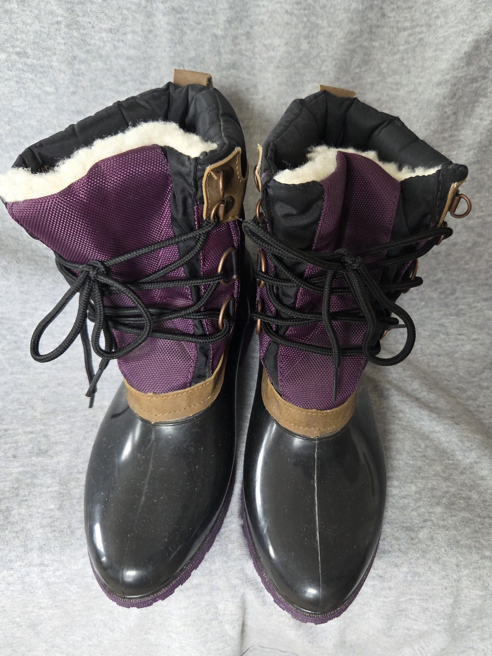Thermolite Women’s Insulated Winter Lace-Up Boots - Purple/Black Size 4